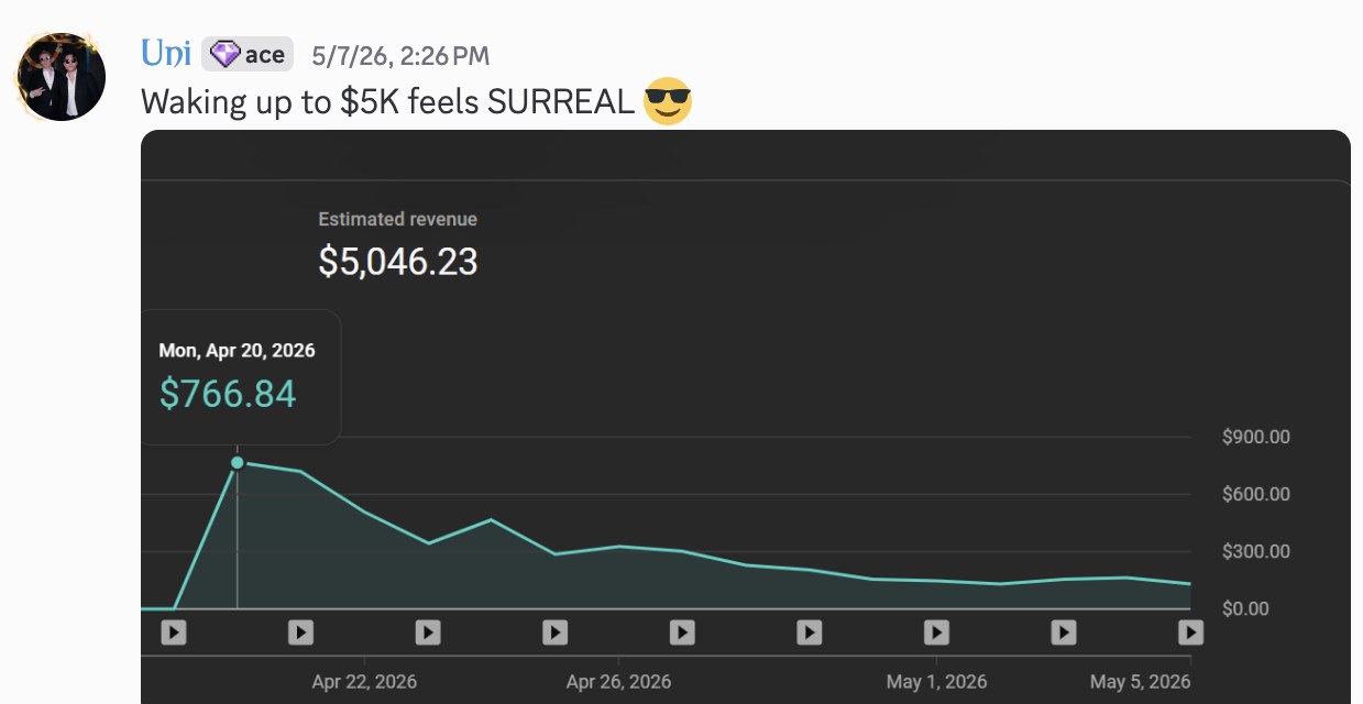 Student result: $5,046 in first weeks